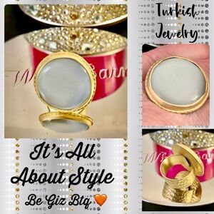 🔥🔥Turkish Jewelry Ring In Gold Bath Over Metal With Stunning White Crystal Stone